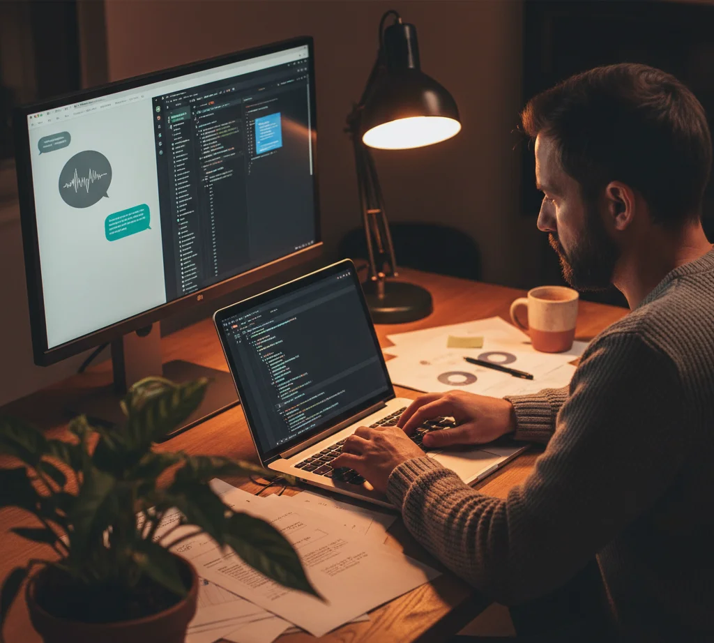 Jérôme en train de coder avec assistance IA